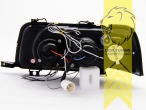 Halogen, chrom, gelb LED, Abblendlicht H1 / Fernlicht H1, Blinkerbirnen BAU15S, elektrisch verstellbar - Stellmotor wird vom Original übernommen, Eintragungsfrei / mit E-Prüfzeichen