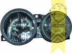 Halogen, schwarz, Abblendlicht H1 / Fernlicht H1, elektrisch verstellbar - Stellmotor wird vom Original übernommen, Eintragungsfrei / mit E-Prüfzeichen