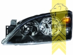 Halogen, schwarz, Abblendlicht H7 / Fernlicht H1, Blinkerbirnen BAU15S, elektrisch verstellbar - Stellmotor wird vom Original übernommen, Eintragungsfrei / mit E-Prüfzeichen