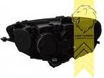 Halogen, schwarz, Abblendlicht und Fernlicht in einer Linse H7, Blinkerbirnen BAU15S, elektrisch verstellbar - Stellmotor integriert, Eintragungsfrei / mit E-Prüfzeichen