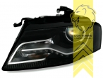 Halogen, schwarz, Abblendlicht und Fernlicht in einer Linse H7 / Tagfahrlicht PY24W, Blinkerbirnen BAU15S, elektrisch verstellbar - Stellmotor integriert, Eintragungsfrei / mit E-Prüfzeichen, Eintragungsfrei / mit R87 Zulassung als Tagfahrlicht