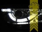 Xenon, HID, schwarz, Abblendlicht und Fernlicht in einer Linse D4S, Blinkerbirnen BAU15S, elektrisch verstellbar - Stellmotor wird vom Original übernommen, Eintragungsfrei / mit R87 Zulassung als Tagfahrlicht