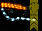 mit LED Blinker, Halogen, schwarz, Abblendlicht H1 / Fernlicht H1, elektr. verstellbar - Motor muss separat bestellt werden (MHC04), Eintragungsfrei / mit E-Prüfzeichen