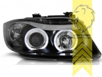 Halogen, schwarz, weiß LED, Abblendlicht H7 / Fernlicht H1, Blinkerbirnen BAU15S, elektrisch verstellbar - Stellmotor wird vom Original übernommen, Eintragungsfrei / mit E-Prüfzeichen