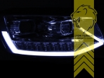 mit LED Blinker, Halogen, chrom, nicht passend für Fahrzeuge mit LED Scheinwerfern ab Werk, Abblendlicht H9 / Fernlicht H1, elektrisch verstellbar - Stellmotor integriert, Eintragungsfrei / mit E-Prüfzeichen, Eintragungsfrei / mit R87 Zulassung als Tagfahrlicht