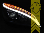 mit LED Blinker, Halogen, schwarz, Abblendlicht und Fernlicht in einer Linse H9, elektrisch verstellbar - Stellmotor integriert, Eintragungsfrei / mit E-Prüfzeichen