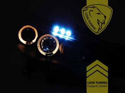 Halogen, schwarz, gelb LED, Abblendlicht H1 / Fernlicht H1, Blinkerbirnen BAU15S, elektrisch verstellbar - Stellmotor integriert, Eintragungsfrei / mit E-Prüfzeichen