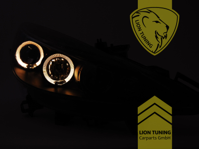 Halogen, schwarz, gelb LED, Abblendlicht H1 / Fernlicht H1, Blinkerbirnen BAU15S, elektrisch verstellbar - Stellmotor integriert, Eintragungsfrei / mit E-Prüfzeichen