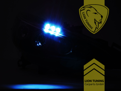 Halogen, schwarz, gelb LED, Abblendlicht H1 / Fernlicht H1, Blinkerbirnen BAU15S, elektrisch verstellbar - Stellmotor integriert, Eintragungsfrei / mit E-Prüfzeichen
