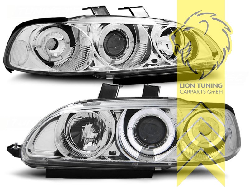 Led Angel Eyes Headlight For Honda Civic Coupe Hatchback Chrome Ebay