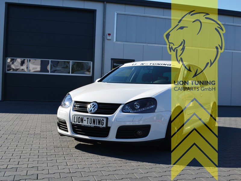 Liontuning - Tuningartikel für Ihr Auto  Lion Tuning Carparts GmbH  Scheinwerfer echtes TFL VW Golf 5 Limousine Variant LED Tagfahrlicht schwarz