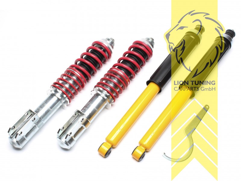 NICHT für 1.8 16V, fest, rot, HA nur mit Dämpfer - Verstellung erfolgt über den serien Drehstab, Stahl verzinkt, Eintragungspflichtig / Teilegutachten liegt bei