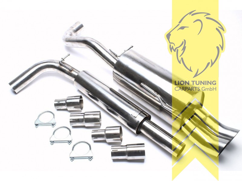 2 x 76mm DTM Optik, Endrohr doppel, 76mm, Rund, Edelstahl, (alle Motorisierungen), Eintragungsfrei / mit ABE