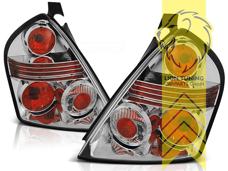 Halogen, rot, chrom, weiss, nur passend für 3-Türer, Blinkerbirnen BAU15S, Eintragungsfrei / mit E-Prüfzeichen