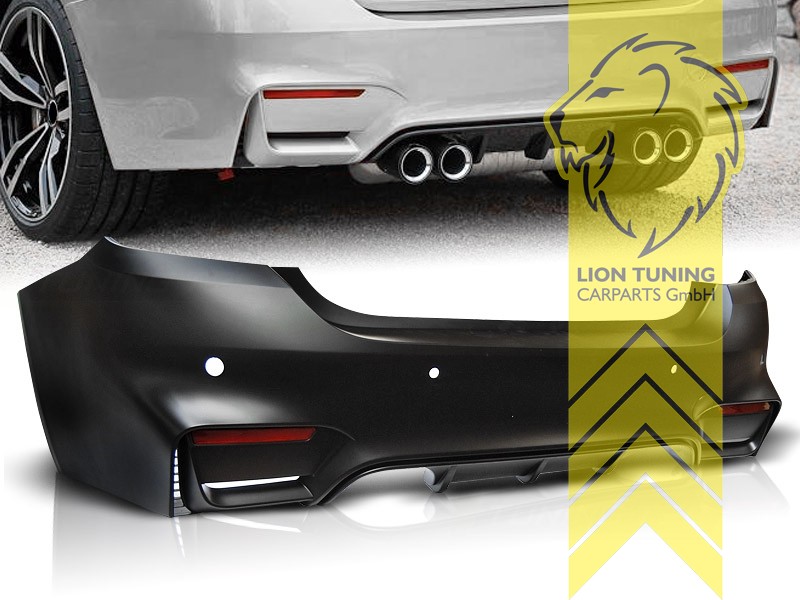 links und rechts mittig 4-Rohr Optik, Ersatzteile von äquivalenter Qualität für die Besitzer des Fahrzeugs (entspr. EU-Verordnung 46/2010), PP Kunststoff, grundiert, für Fahrzeuge mit PDC