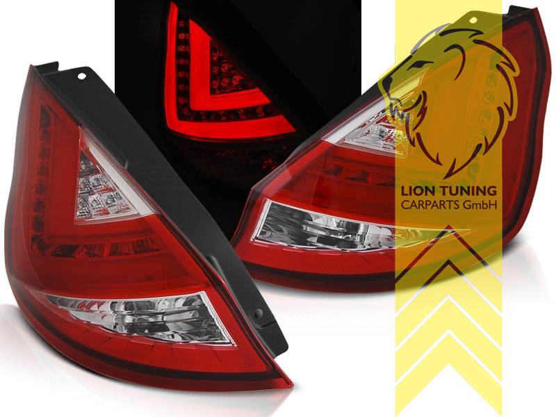 Liontuning - Tuningartikel für Ihr Auto  Lion Tuning Carparts GmbH LED  Rückleuchten Ford Fiesta MK7 JA8 Facelift rot weiss