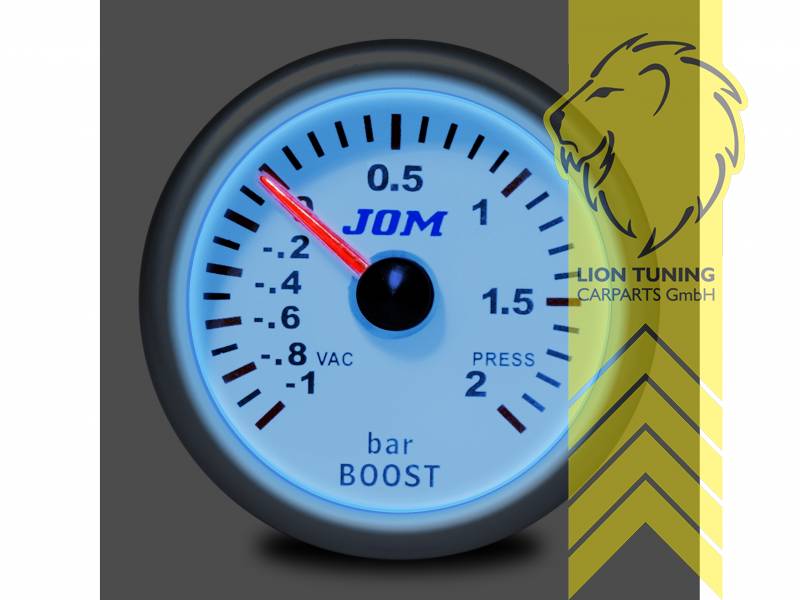 Liontuning - Tuningartikel für Ihr Auto  Lion Tuning Carparts GmbH Racing  Zusatz Instrument Ladedruckmesser Boost Anzeige weiss Ø 52mm