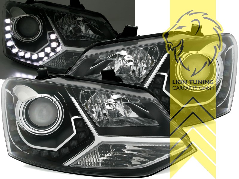 mit LED Blinker, Halogen, schwarz, Abblendlicht H7 / Fernlicht H1, Blinkerbirnen BAU15S, elektrisch verstellbar - Stellmotor wird vom Original übernommen, Eintragungsfrei / mit E-Prüfzeichen