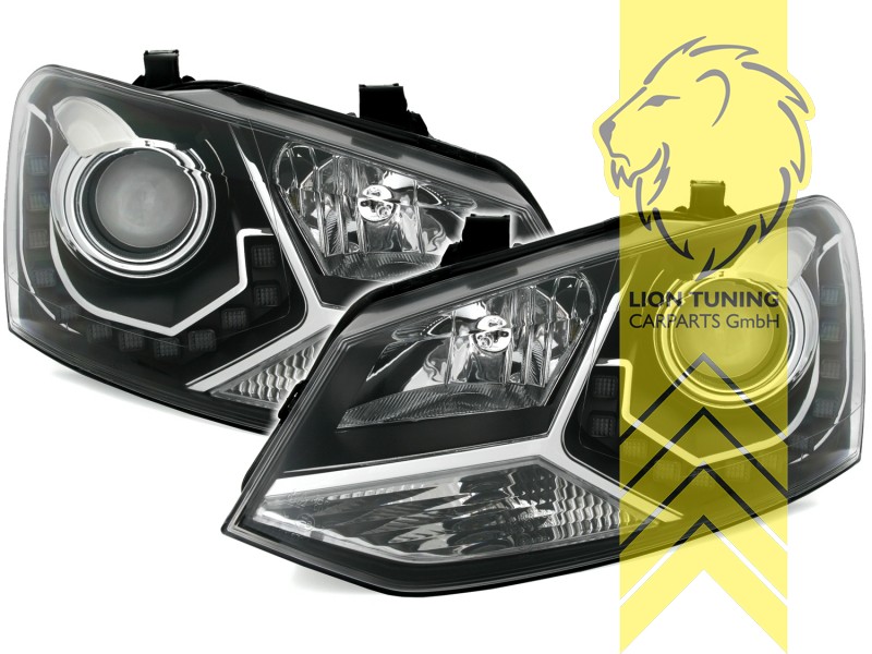 LED Tagfahrlicht Scheinwerfer für VW Polo 6R 09-14 schwarz mit LED