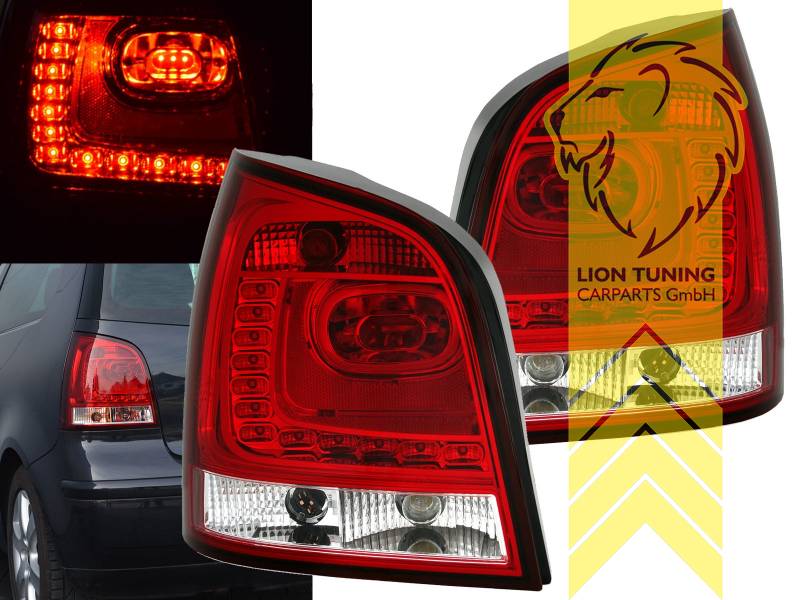 Liontuning - Tuningartikel für Ihr Auto  Lion Tuning Carparts GmbH LED  Rückleuchten VW Polo 9N3 rot weiss