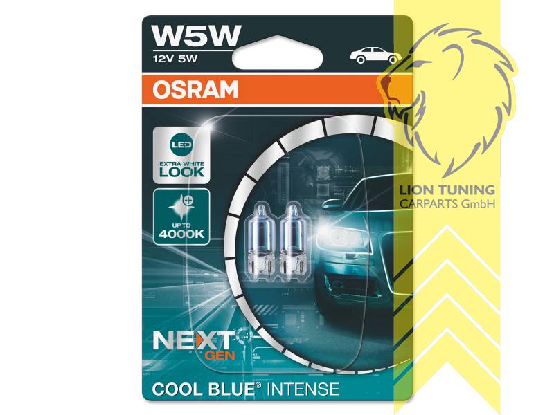 Liontuning - Tuningartikel für Ihr Auto  Lion Tuning Carparts GmbH T10  Standlicht Birnen Lampe W5W Osram Cool Blue Intense 4000K Weiss