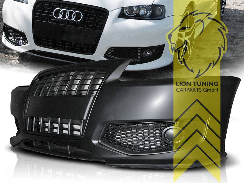Liontuning - Tuningartikel für Ihr Auto  Lion Tuning Carparts GmbH  Stoßstange Audi A3 8P S3 Optik inkl. Wabendesign Sportgrill schwarz glänzend