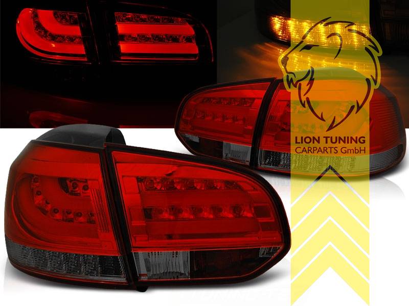 Liontuning - Tuningartikel für Ihr Auto  Lion Tuning Carparts GmbH LED  Rückleuchten Lightbar Design VW Golf 6 rot smoke