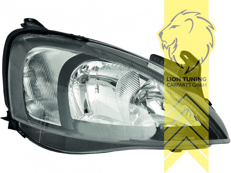 Liontuning - Tuningartikel für Ihr Auto  Lion Tuning Carparts GmbH Design  Scheinwerfer Klarglas Opel Corsa C Combo C schwarz