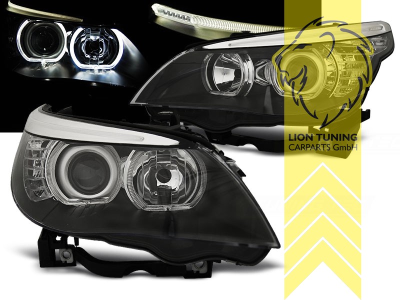 Liontuning - Tuningartikel für Ihr Auto  Lion Tuning Carparts GmbH Angel  Eyes Scheinwerfer BMW E60 Limousine E61 Touring chrom