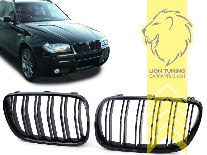 Liontuning - Tuningartikel für Ihr Auto  Lion Tuning Carparts GmbH  Sportgrill Kühlergrill BMW X3 E83 schwarz glänzend