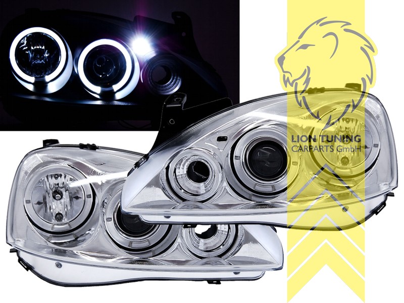 Angel Eyes Scheinwerfer für Opel Corsa C chrom