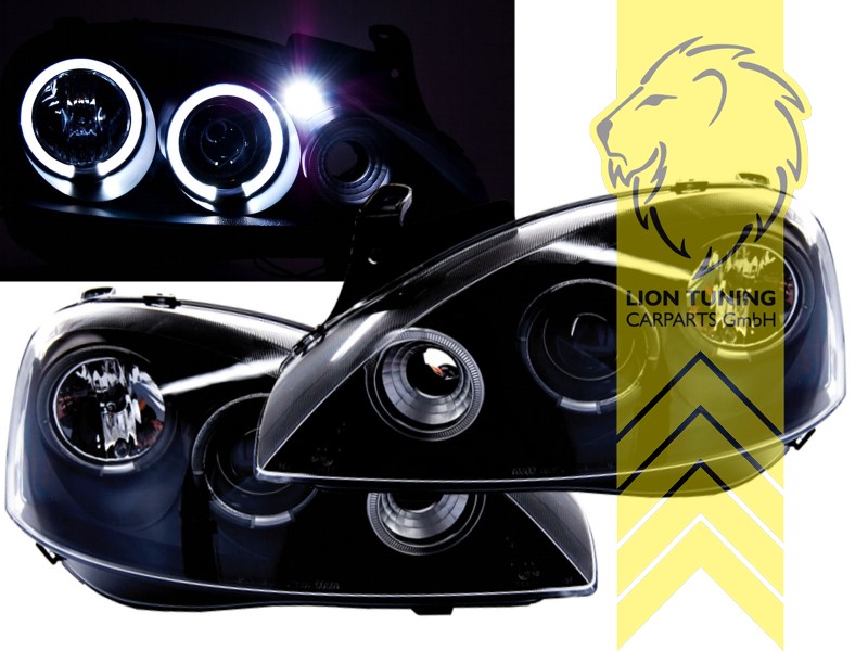 Liontuning - Tuningartikel für Ihr Auto  Lion Tuning Carparts GmbH Angel  Eyes Scheinwerfer Opel Corsa C Combo C schwarz