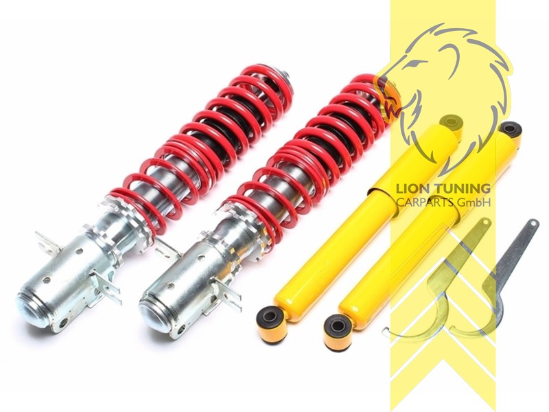 fest, rot, nur Vorderachse Gewinde / inkl. Dämpfer für die Hinterachse, Stahl verzinkt, Eintragungspflichtig / Teilegutachten liegt bei