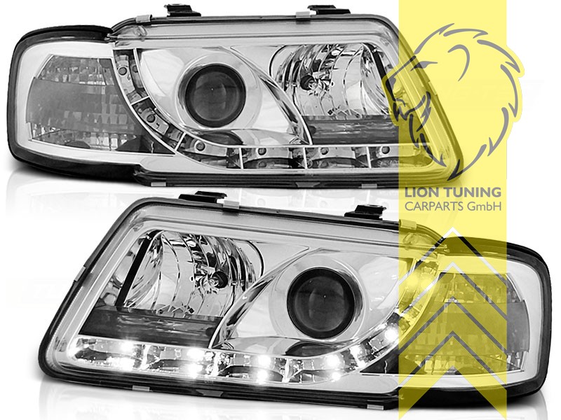 Liontuning - Tuningartikel für Ihr Auto  Lion Tuning Carparts GmbH TFL  Optik Scheinwerfer Audi A3 8L LED Tagfahrlicht chrom