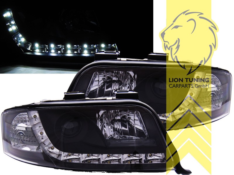 Halogen, schwarz, Abblendlicht H1 / Fernlicht H1, Blinkerbirnen BAU15S, elektrisch verstellbar - Stellmotor wird vom Original übernommen, Eintragungsfrei / mit E-Prüfzeichen