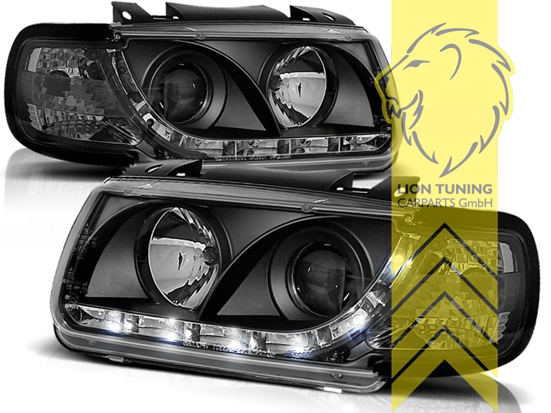 Liontuning - Tuningartikel für Ihr Auto  Lion Tuning Carparts GmbH TFL  Optik Scheinwerfer VW Polo 6N LED Tagfahrlicht schwarz