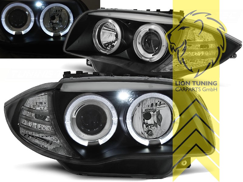 Liontuning - Tuningartikel für Ihr Auto  Lion Tuning Carparts GmbH LED  Angel Eyes Scheinwerfer echtes TFL für BMW X5 E70 schwarz XENON für AFS
