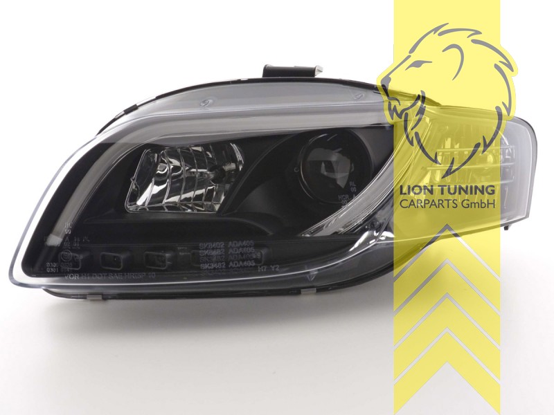 Led authentic TFL Opt. Tubelight Scheinwerfer schwarz für Audi A4 B7 04-08