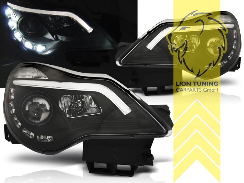 Liontuning - Tuningartikel für Ihr Auto  Lion Tuning Carparts GmbH  Scheinwerfer echtes TFL Opel Corsa D Facelift LED Tagfahrlicht schwarz
