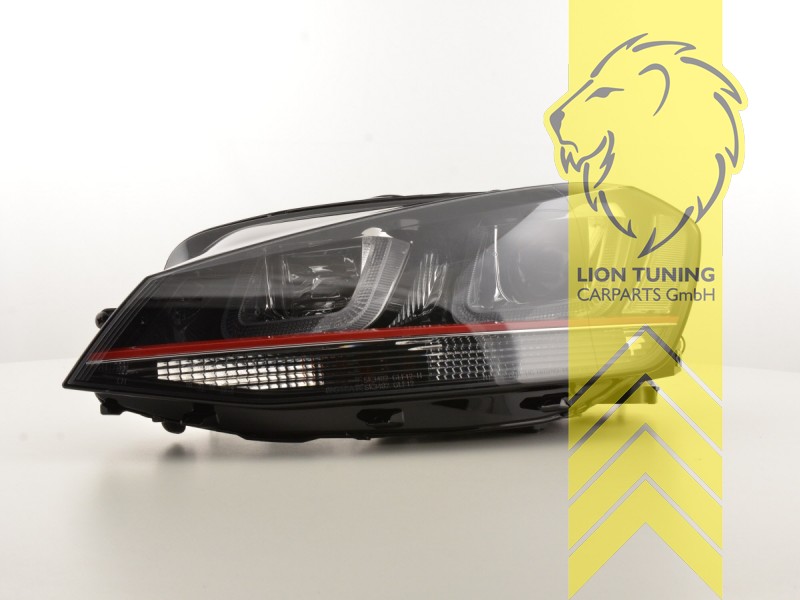 Liontuning - Tuningartikel für Ihr Auto  Lion Tuning Carparts GmbH  Scheinwerfer echtes LED Tagfahrlicht für VW Golf 7 Limo Variant GTI Opt  schwarz