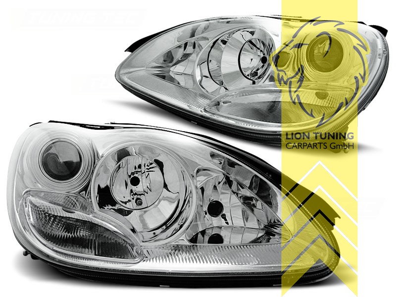 Xenon, HID, chrom, Abblendlicht D2S / Fernlicht H7 / Nebelscheinwerfer H7, manuell verstellbar, Eintragungsfrei / mit E-Prüfzeichen