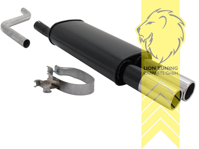 2 x 76mm rund, Endrohr doppel, 76mm, Rund, Metall / Stahl, Eintragungsfrei / mit ABE