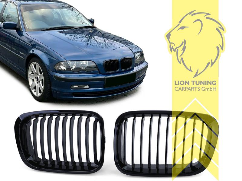 Liontuning - Tuningartikel für Ihr Auto  Lion Tuning Carparts GmbH  Sportgrill Kühlergrill BMW E46 Limousine Touring schwarz glänzend