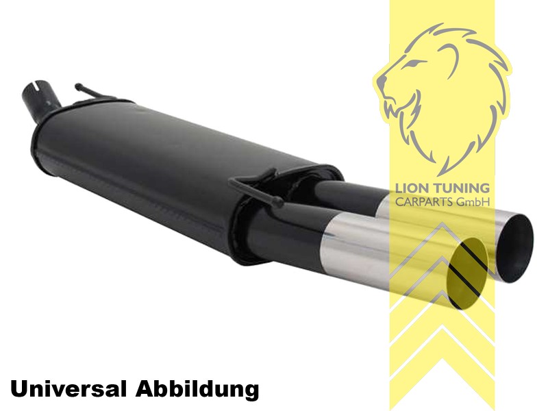 2 x 76mm RL-Design, Endrohr doppel, 76mm, Rund, Metall / Stahl, 1.25 / 1.4 / 1.6 / 1.4 TDCI / 1.5 TDCI / 1.6 TDCI, Eintragungsfrei / mit ABE