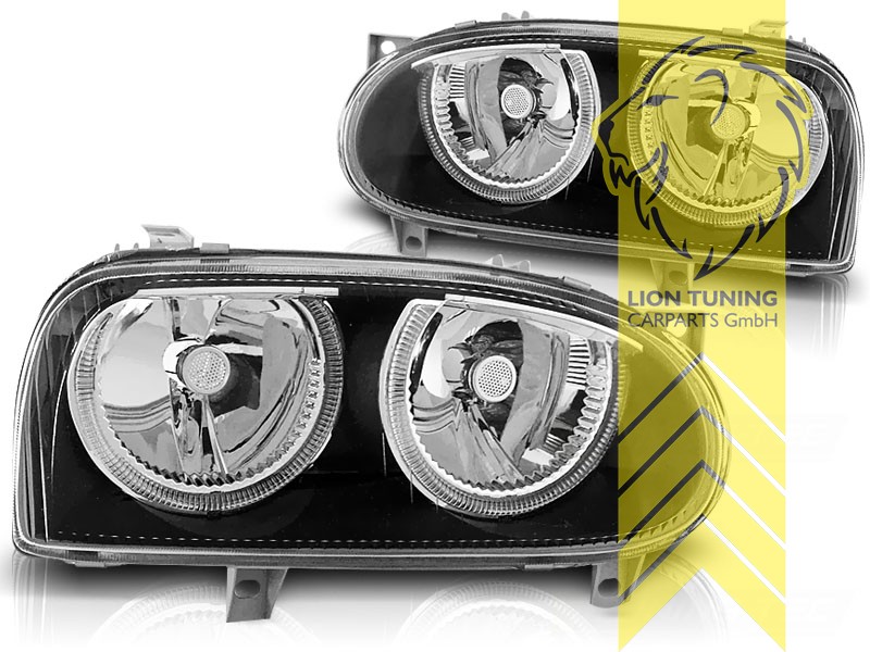 Liontuning - Tuningartikel für Ihr Auto  Lion Tuning Carparts GmbH DEPO  Angel Eyes Scheinwerfer VW Golf 3 Limousine Variant Cabrio schwarz