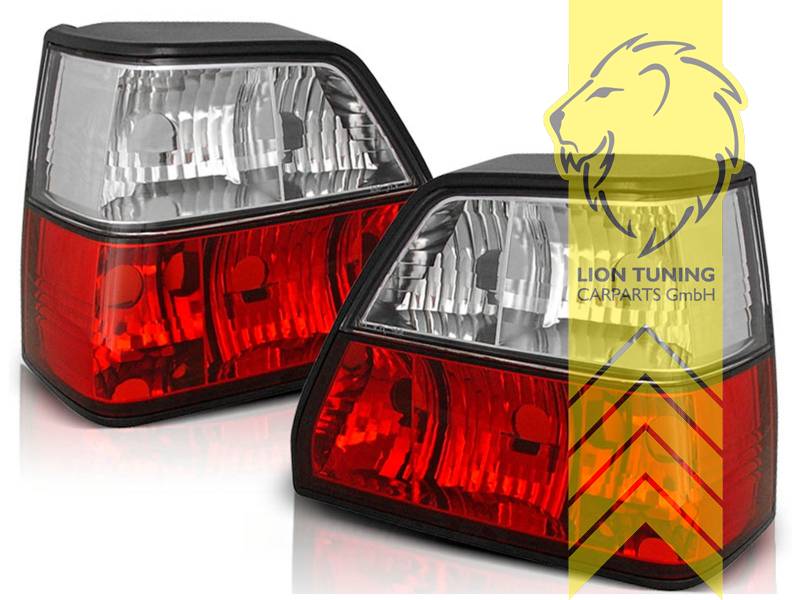 Liontuning - Tuningartikel für Ihr Auto  Lion Tuning Carparts GmbH  Rückleuchten VW Golf 2 rot weiss chrom