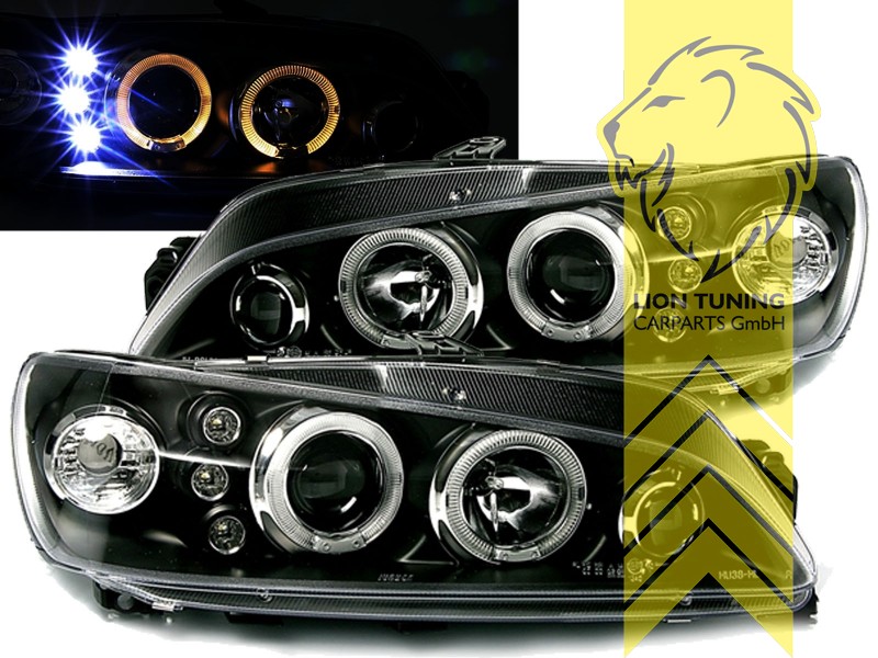 Liontuning - Tuningartikel für Ihr Auto  Lion Tuning Carparts GmbH Angel  Eyes Scheinwerfer Peugeot 306 Cabrio Break schwarz