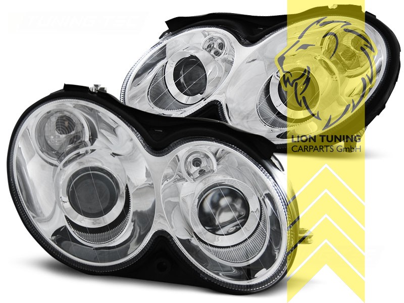 Halogen, chrom, Abblendlicht H7 / Fernlicht H7, Blinkerbirnen BAU15S, pneumatische Verstellung - wie Original, Eintragungsfrei / mit E-Prüfzeichen