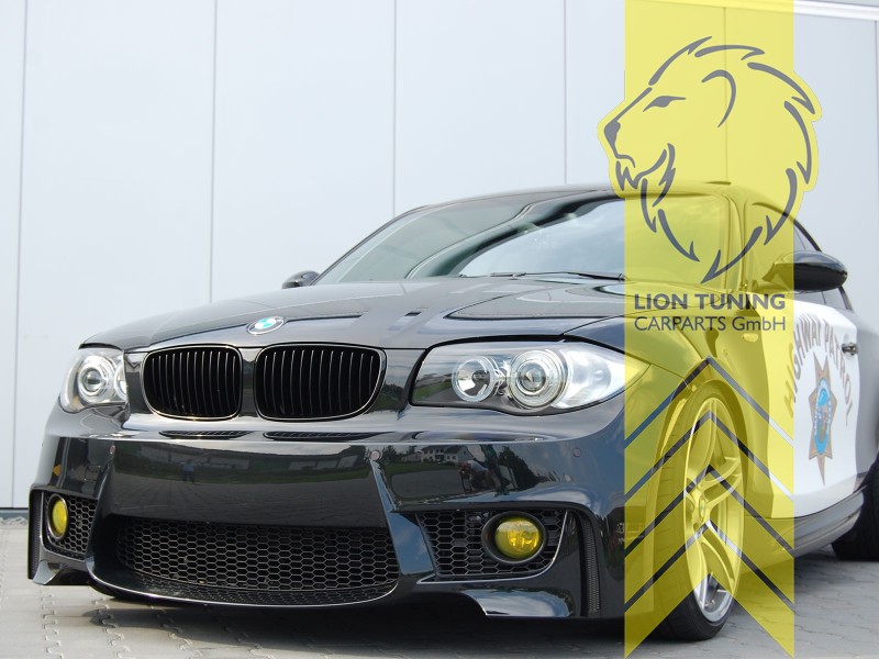Liontuning - Tuningartikel für Ihr Auto  Lion Tuning Carparts GmbH  Frontstoßstange BMW E81 E82 E87 E88 1M Optik mit PDC inkl. Sportgrill