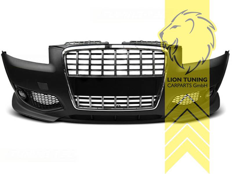 Liontuning - Tuningartikel für Ihr Auto  Lion Tuning Carparts GmbH Stoßstange  Audi A3 8P S3 Optik inkl. Sportgrilll schwarz chrom